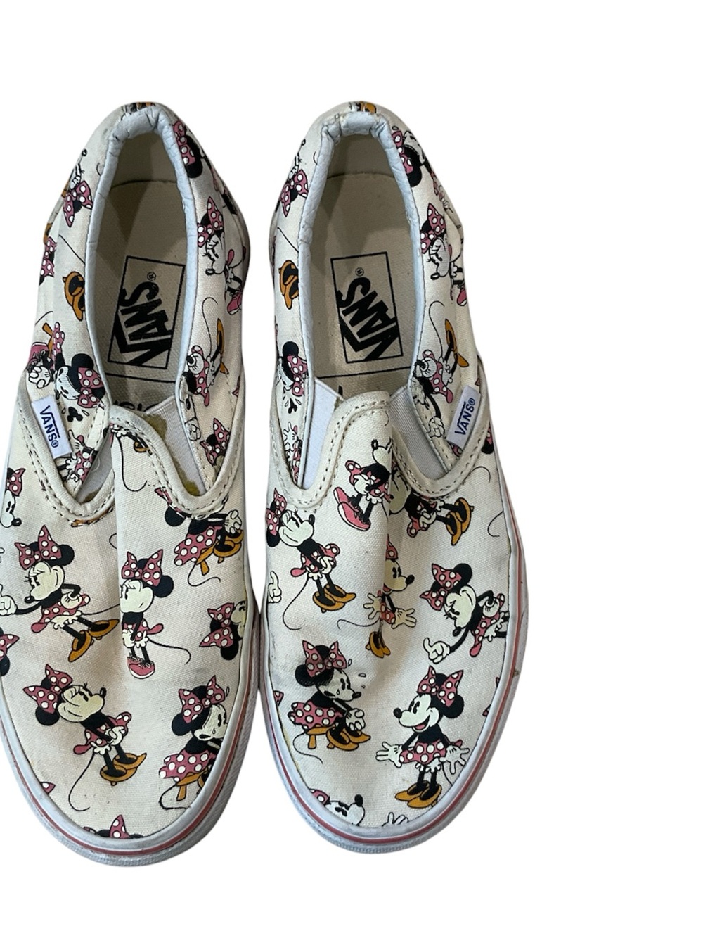 Vans Minnie Mouse Canvas Slip-On in White, Pink and Black